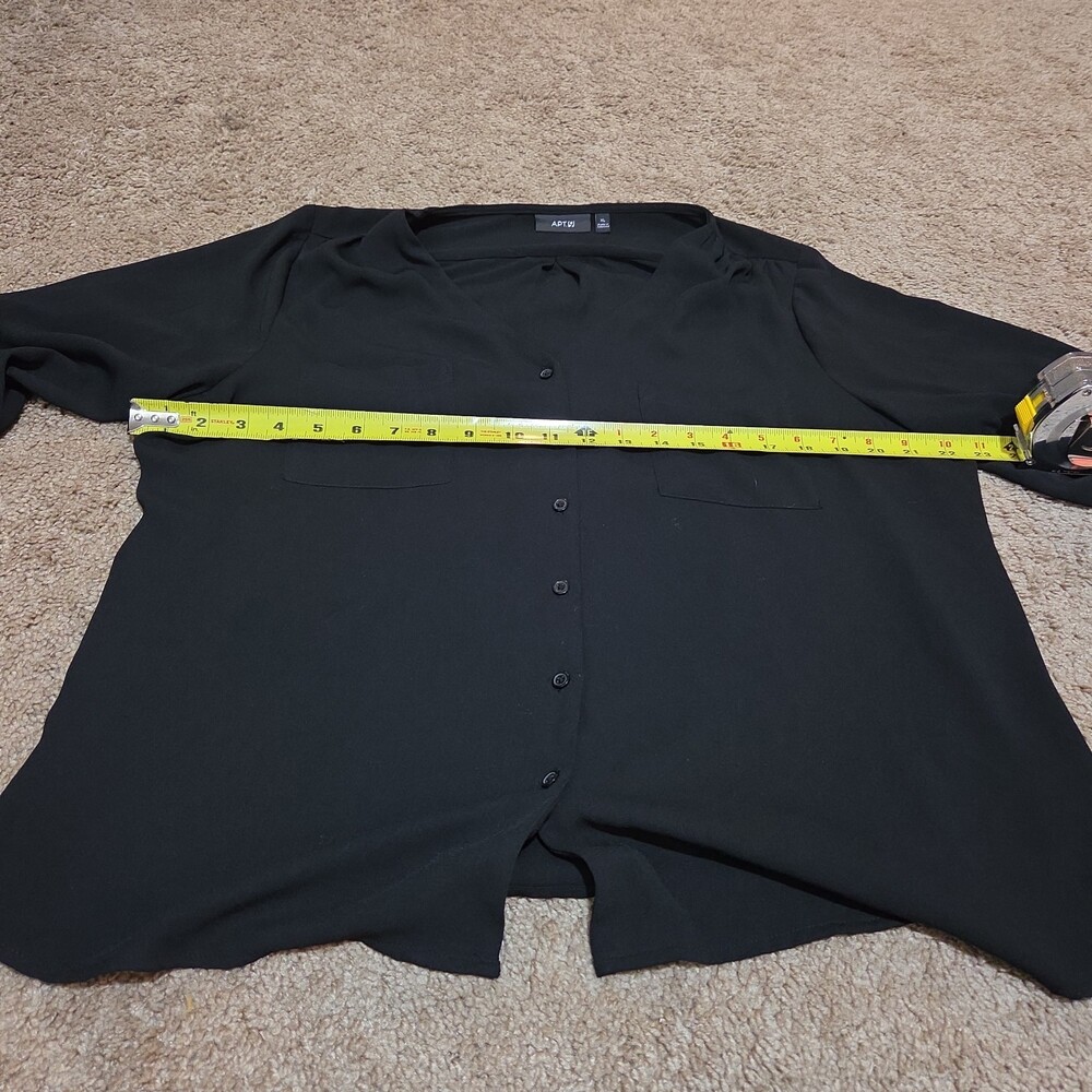 Apt 9 Black Blouse Womens XL V-Neck Roll Tab Sleeve Lightweight Shirt Casual Top - Picture 7 of 16